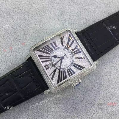 Replica Franck Muller Master Square Diamond Bezel Roman Watch